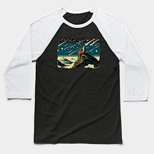 Meteor Watching Hiker Mountain Climbing Stargazing Cat Baseball T-Shirt